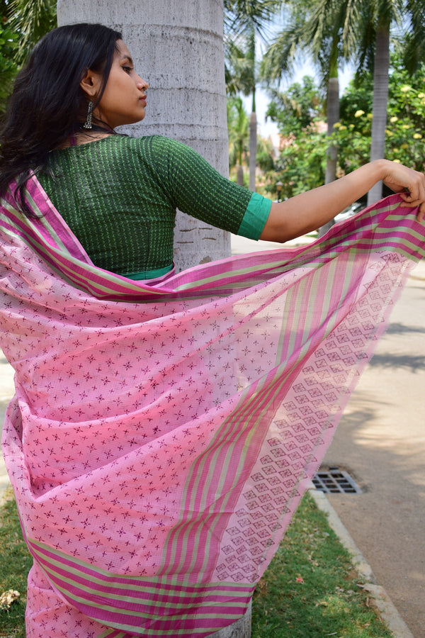 'KULAMARINJI' Hand block printed handloom Kota Doria