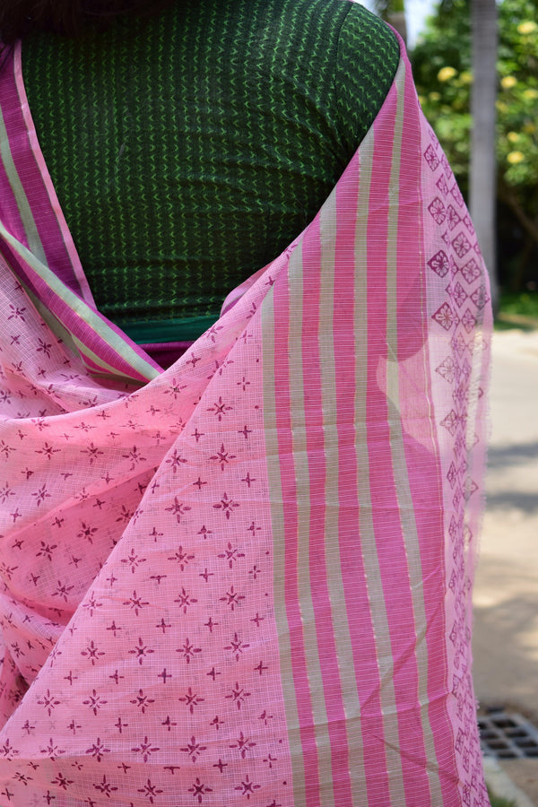 'KULAMARINJI' Hand block printed handloom Kota Doria