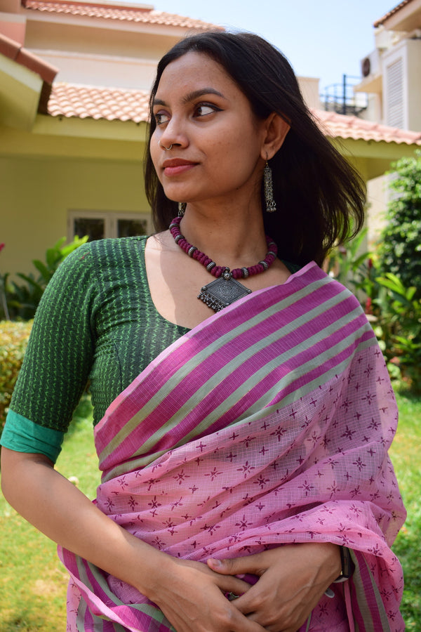 'KULAMARINJI' Hand block printed handloom Kota Doria