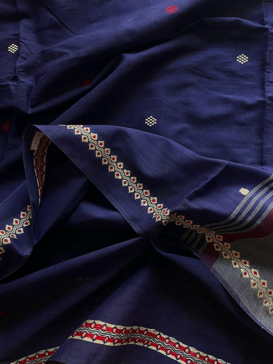 'AARCHI- Dark Blue' Handwoven Bengal Cotton