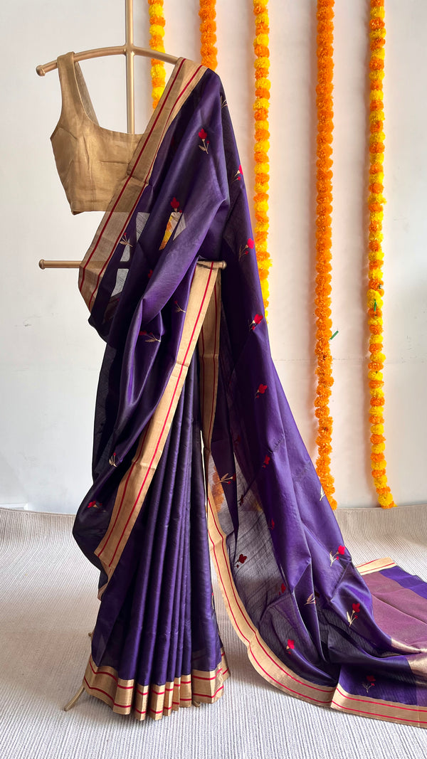 'KALARATRI' Handwoven Mulberry Silk Chanderi Saree