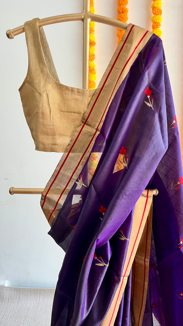 'KALARATRI' Handwoven Mulberry Silk Chanderi Saree