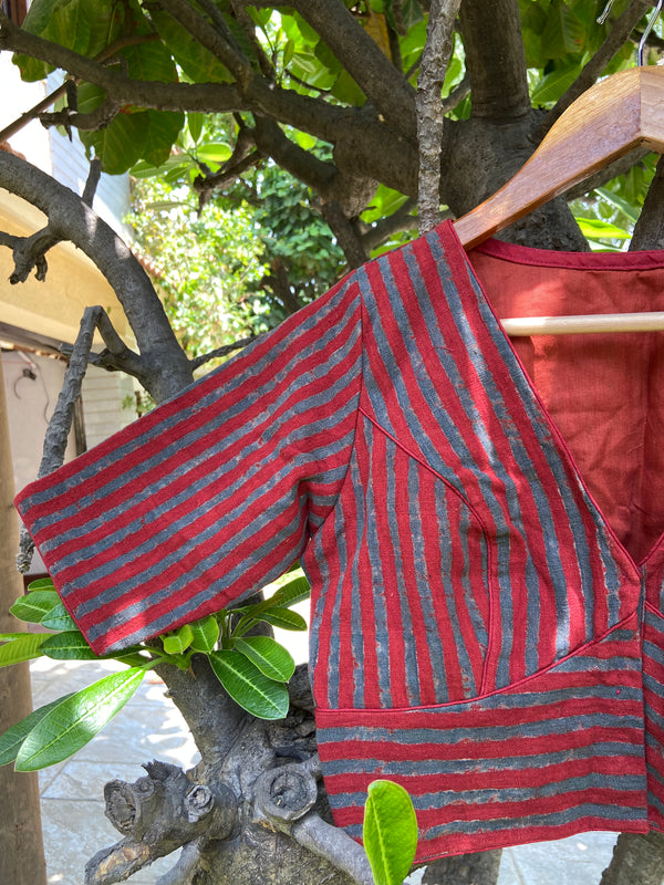 'RED ROCKERS' Kala Cotton Ajrakh Blouse