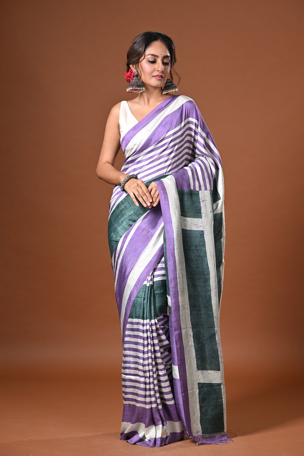 'GUNTA: Lavender' Batik on Handwoven Mulberry silk