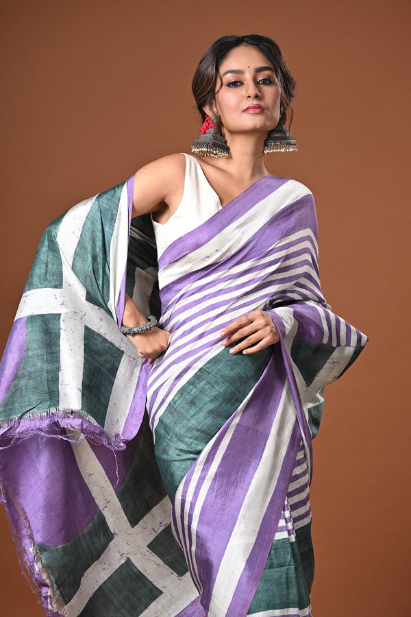 'GUNTA: Lavender' Batik on Handwoven Mulberry silk