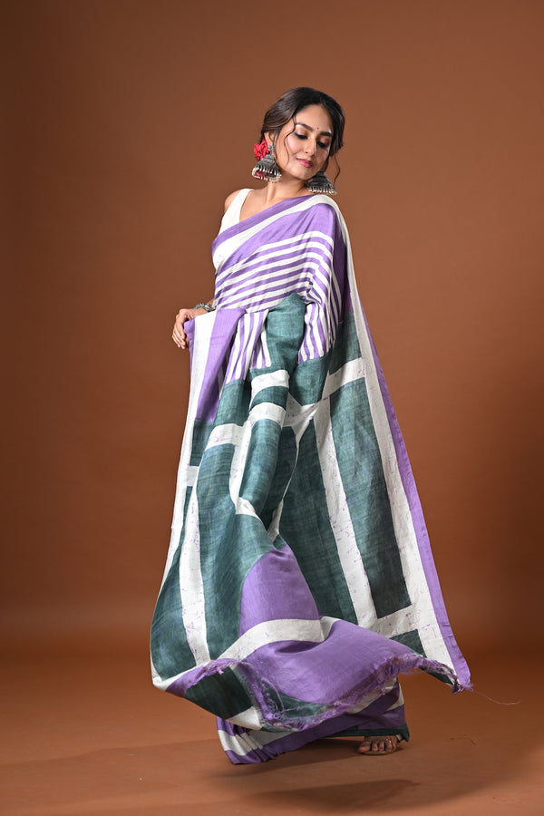 'GUNTA: Lavender' Batik on Handwoven Mulberry silk