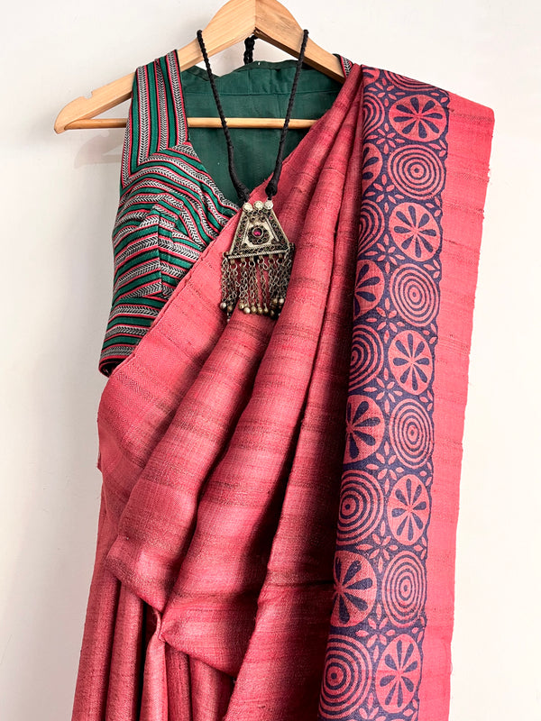 CAMILA - Hand block printed Bhagalpuri Tussar silk