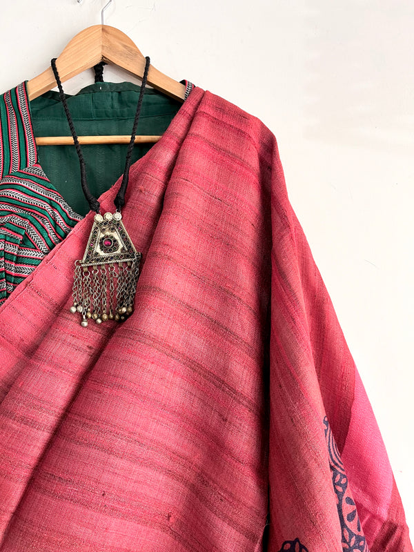 CAMILA - Hand block printed Bhagalpuri Tussar silk