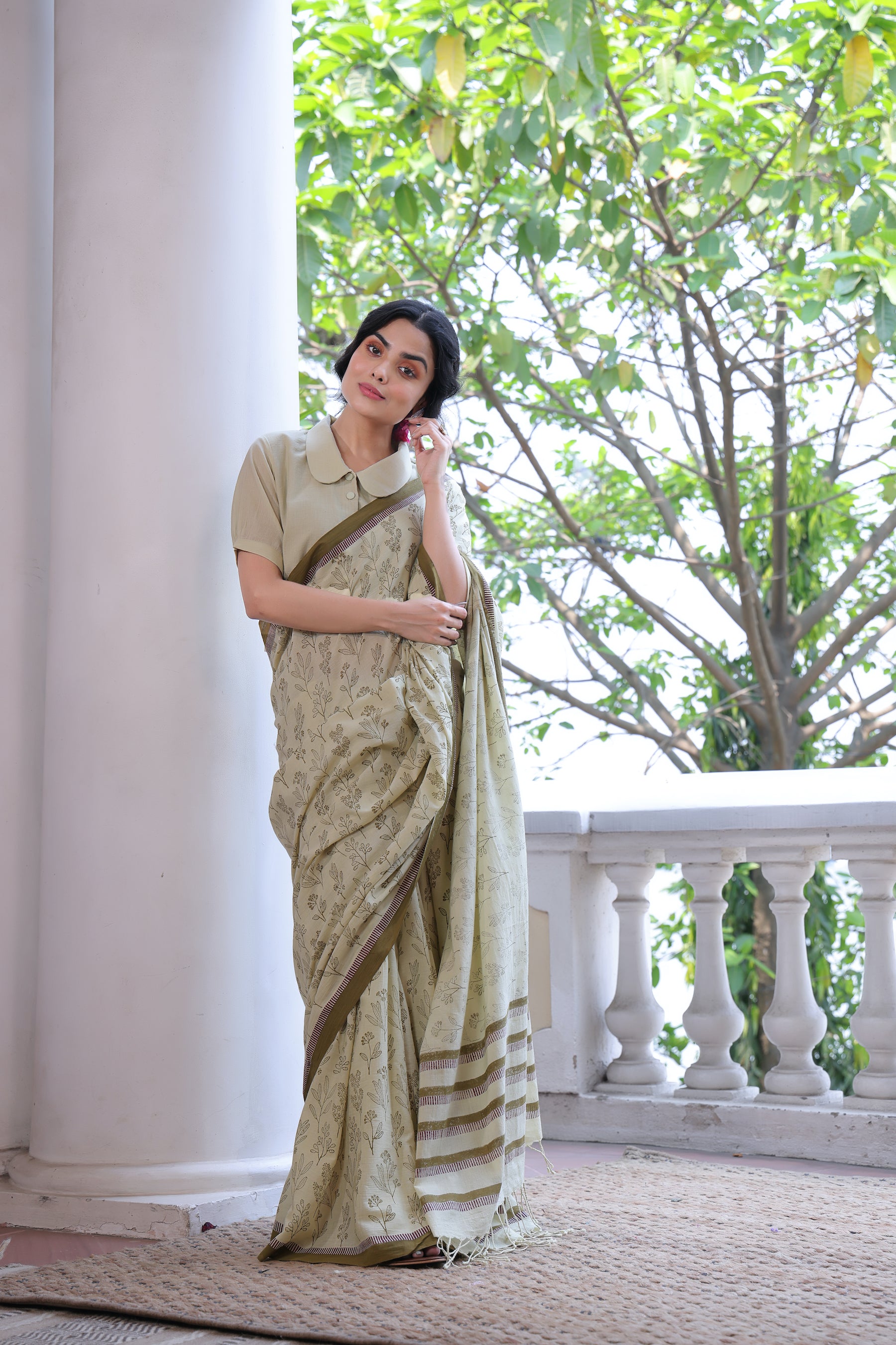 'BLOOMS: Meadow' Handwoven & Handblock Printed Cotton