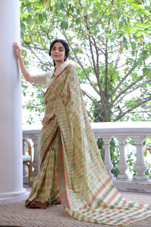 'FOLIAGE: Meadow' Handwoven & Handblock Printed Cotton