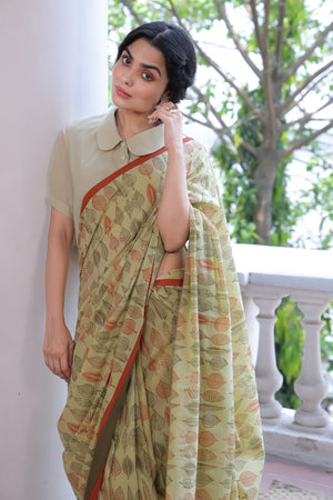 'FOLIAGE: Meadow' Handwoven & Handblock Printed Cotton