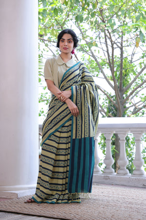 'VINES: Meadow' Handwoven & Handblock Printed Cotton