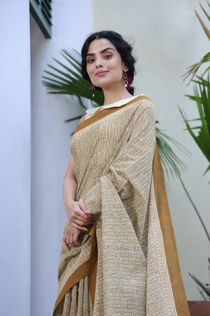 'LANTANA: Lustre' Handwoven & Handblock Printed Cotton
