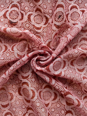 "Mridu-Khat" Hand Block Printed Handwoven Silk Cotton Kota Doria Fabric