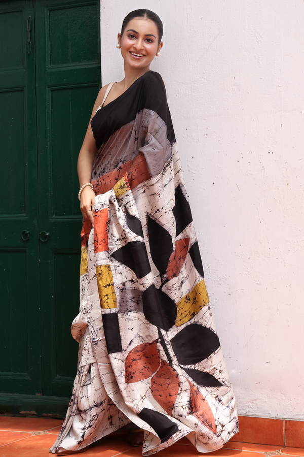 'MONDRIAN' Batik on Handwoven Mulberry silk