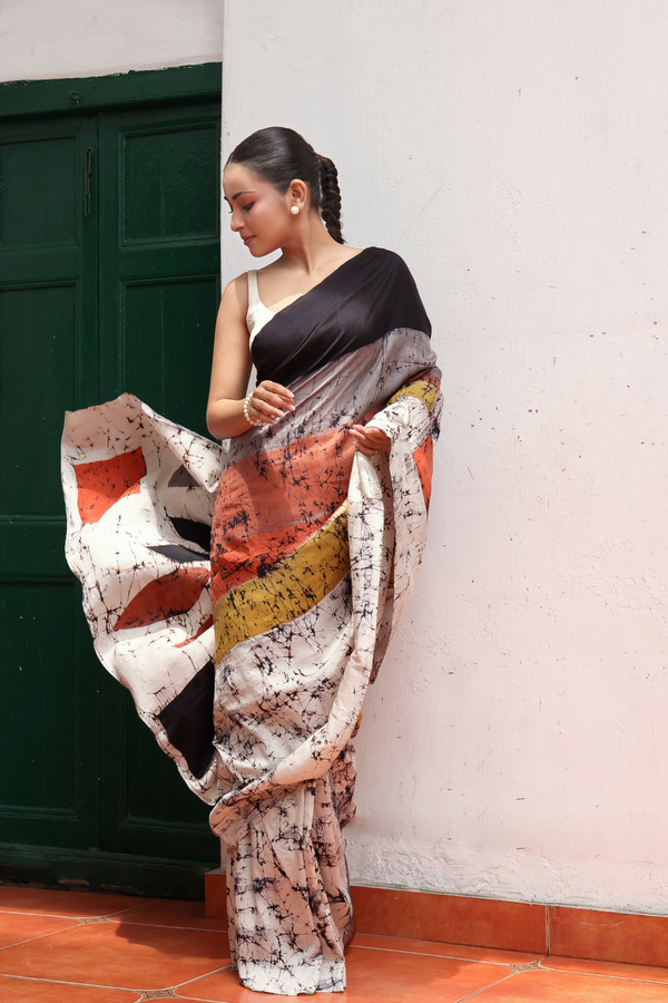 'MONDRIAN' Batik on Handwoven Mulberry silk