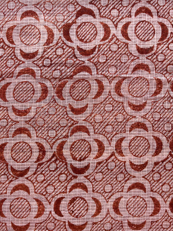 "Mridu-Khat" Hand Block Printed Handwoven Silk Cotton Kota Doria Fabric