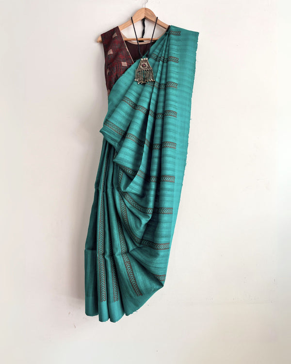 COSIMA - Hand block printed Bhagalpuri Tussar silk