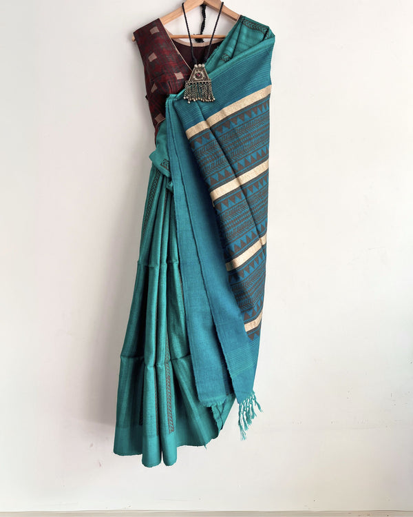 COSIMA - Hand block printed Bhagalpuri Tussar silk