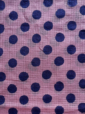 "Nila-Padma" Hand Block Printed Handwoven Silk Cotton Kota Doria Fabric