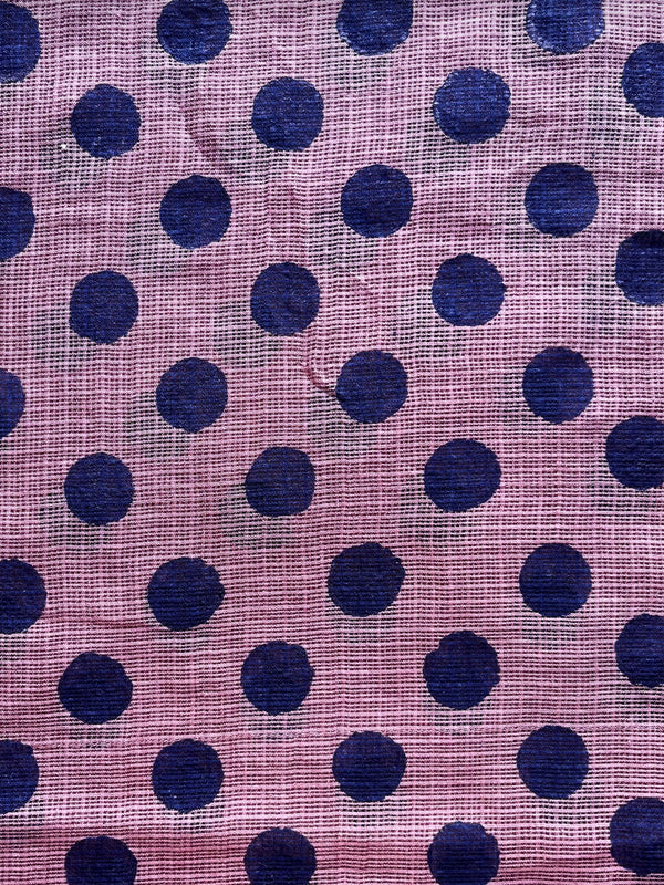 "Nila-Padma" Hand Block Printed Handwoven Silk Cotton Kota Doria Fabric