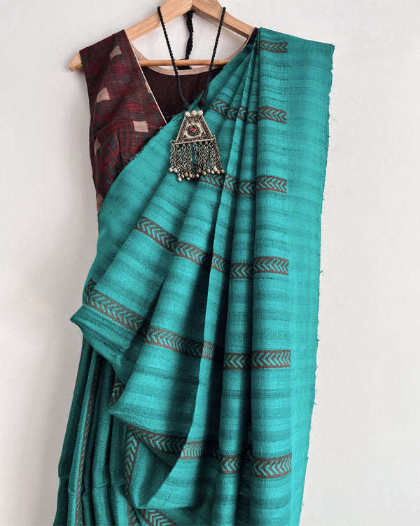 COSIMA - Hand block printed Bhagalpuri Tussar silk