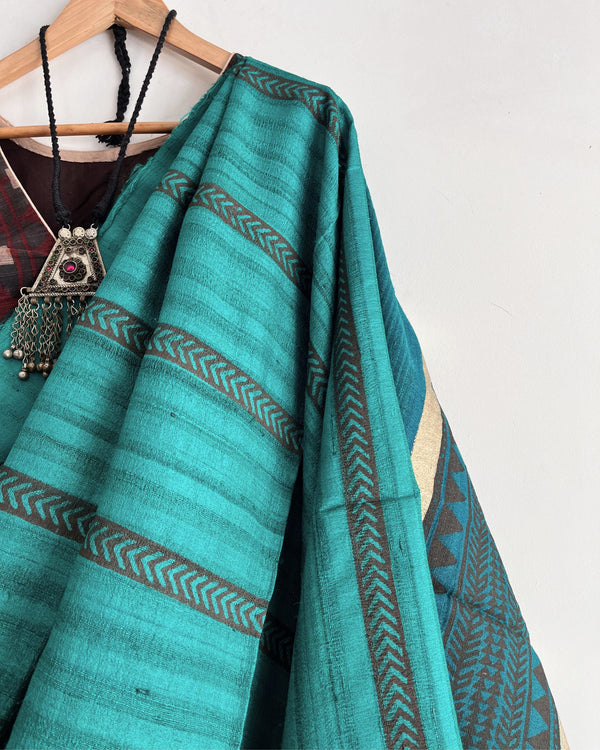 COSIMA - Hand block printed Bhagalpuri Tussar silk