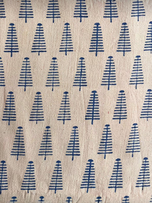 "Taru" Handwoven Indigo Pine-Forest Motif Kala Cotton Fabric
