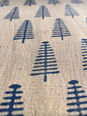 "Taru" Handwoven Indigo Pine-Forest Motif Kala Cotton Fabric