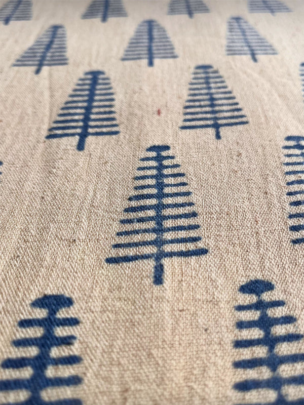 "Taru" Handwoven Indigo Pine-Forest Motif Kala Cotton Fabric