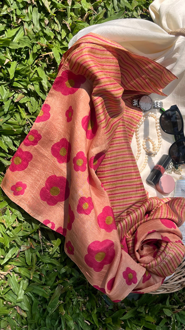 'BOUNDLESS BLOOM' Handwoven Mulberry Silk Stole