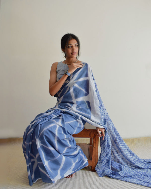 'NEELA' Clamp Dyed Handwoven Cotton