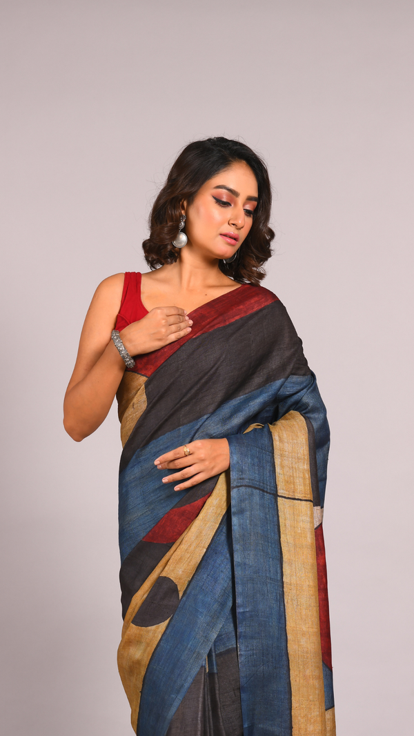 'AVIGHNA' Pen Kalamkari Tussar Silk Saree