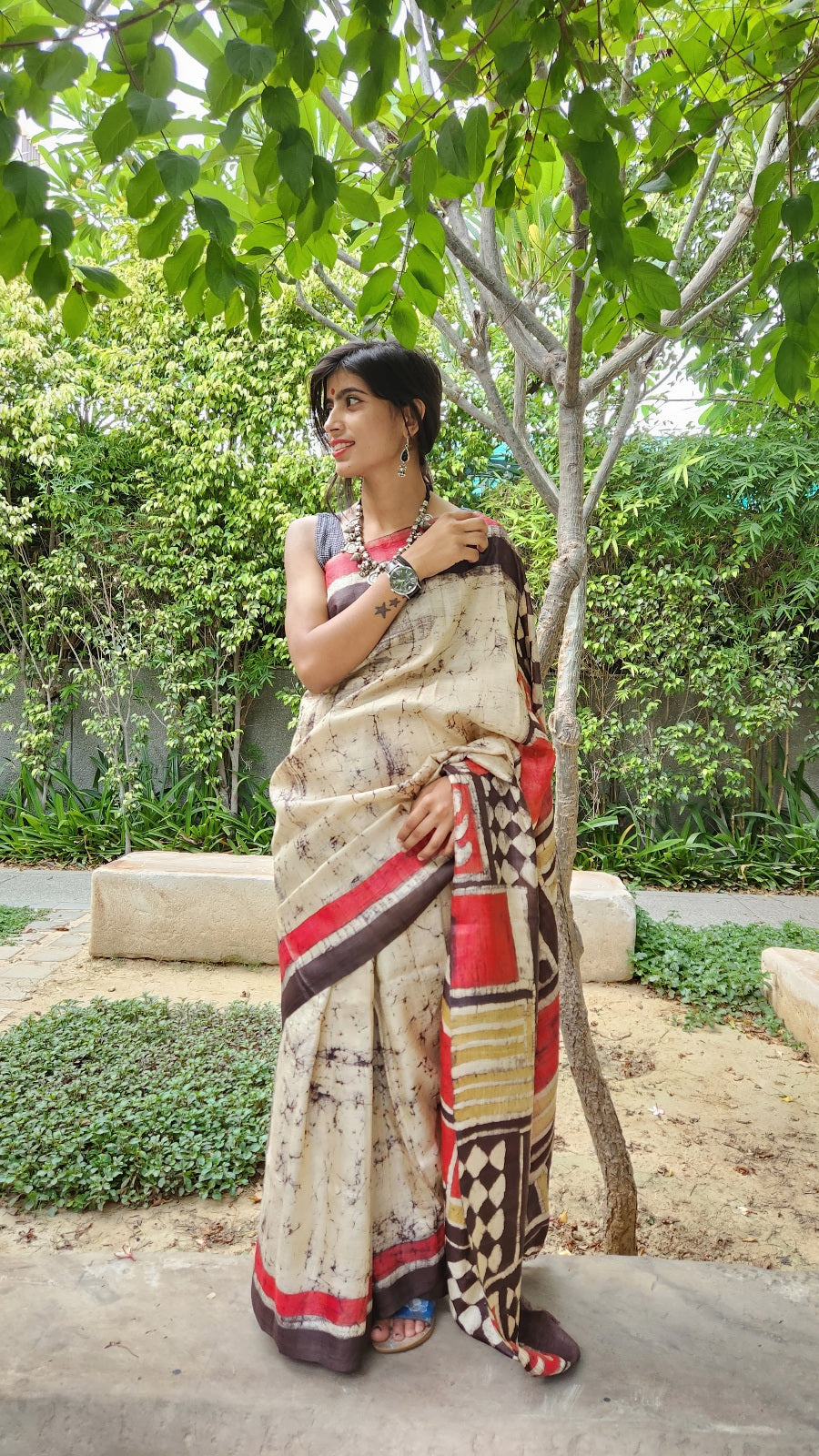 'MILON TITHI' Batik on Handwoven Tussar silk