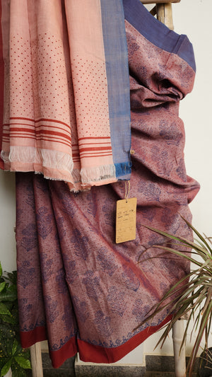 'POLKI' Hand block printed on Handwoven Cotton