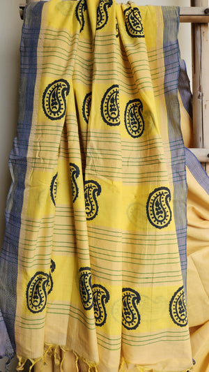 'AMBIKA' Hand block printed on Handwoven Cotton