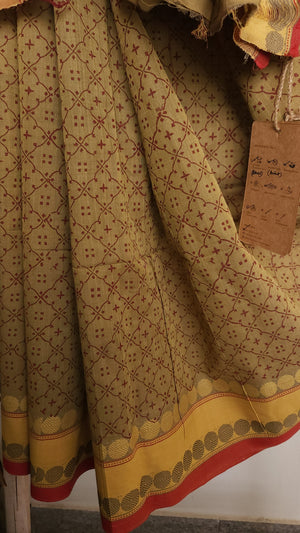 'SUNEHRI' Hand block printed on Handwoven Cotton