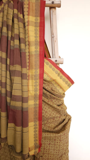 'SUNEHRI' Hand block printed on Handwoven Cotton