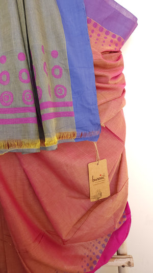 'LAHARI' Hand block printed on Handwoven Cotton