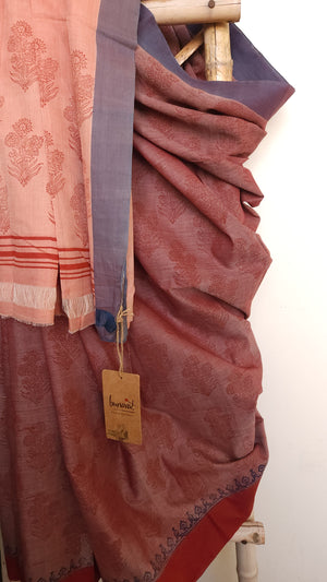 'APURBA' Hand block printed on Handwoven Cotton