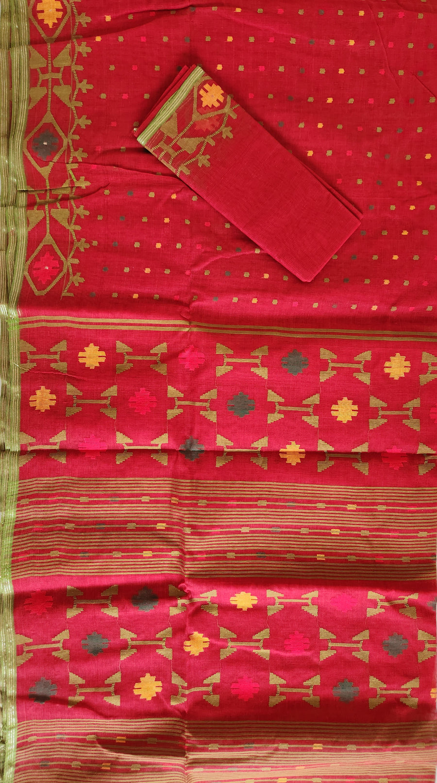 'RED MUSINGS' Handwoven Dhakai Jamdani