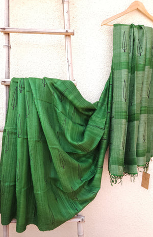 AURORA - Hand block printed Bhagalpuri Tussar silk