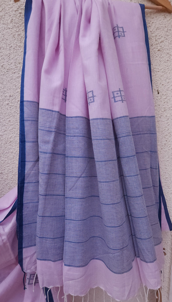 'BODMAS - LIGHT LAVENDER' Handwoven Bengal Jamdani