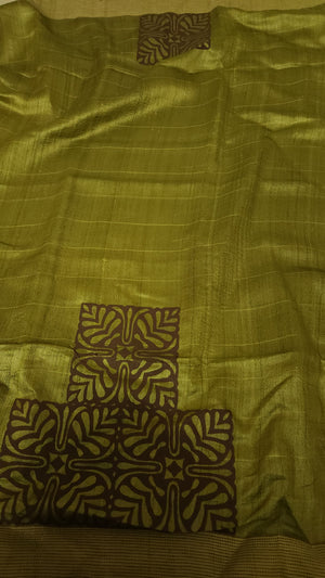 GAIA - Hand block printed Bhagalpuri Tussar silk