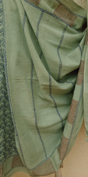 'SHALUK' Kantha & hand block print on handwoven Kala Cotton