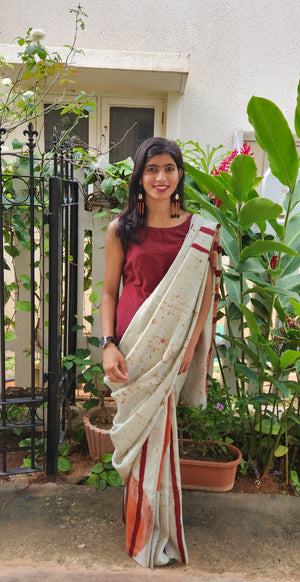 'DEEP JELE JAYI: Maroon' Batik on Handwoven Mulberry silk