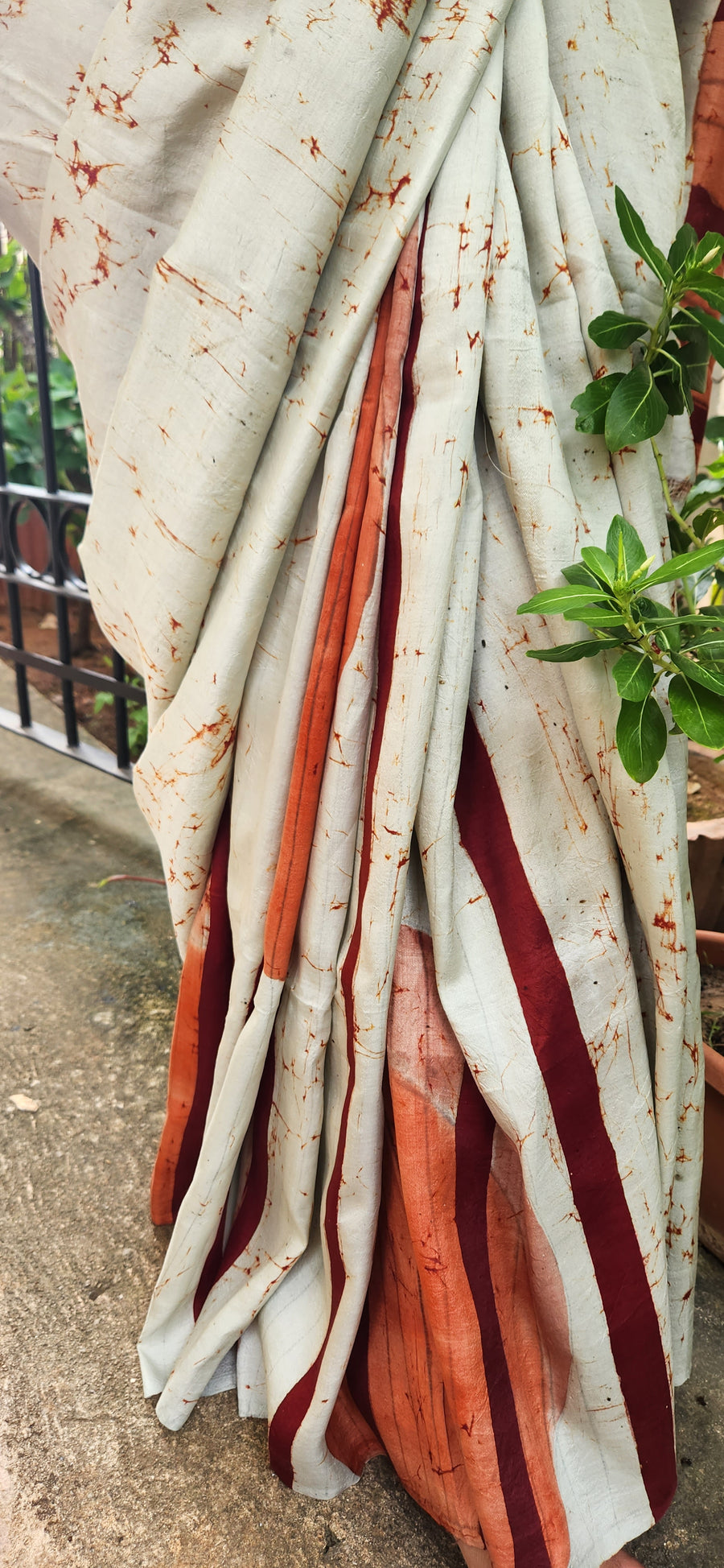 'DEEP JELE JAYI: Maroon' Batik on Handwoven Mulberry silk