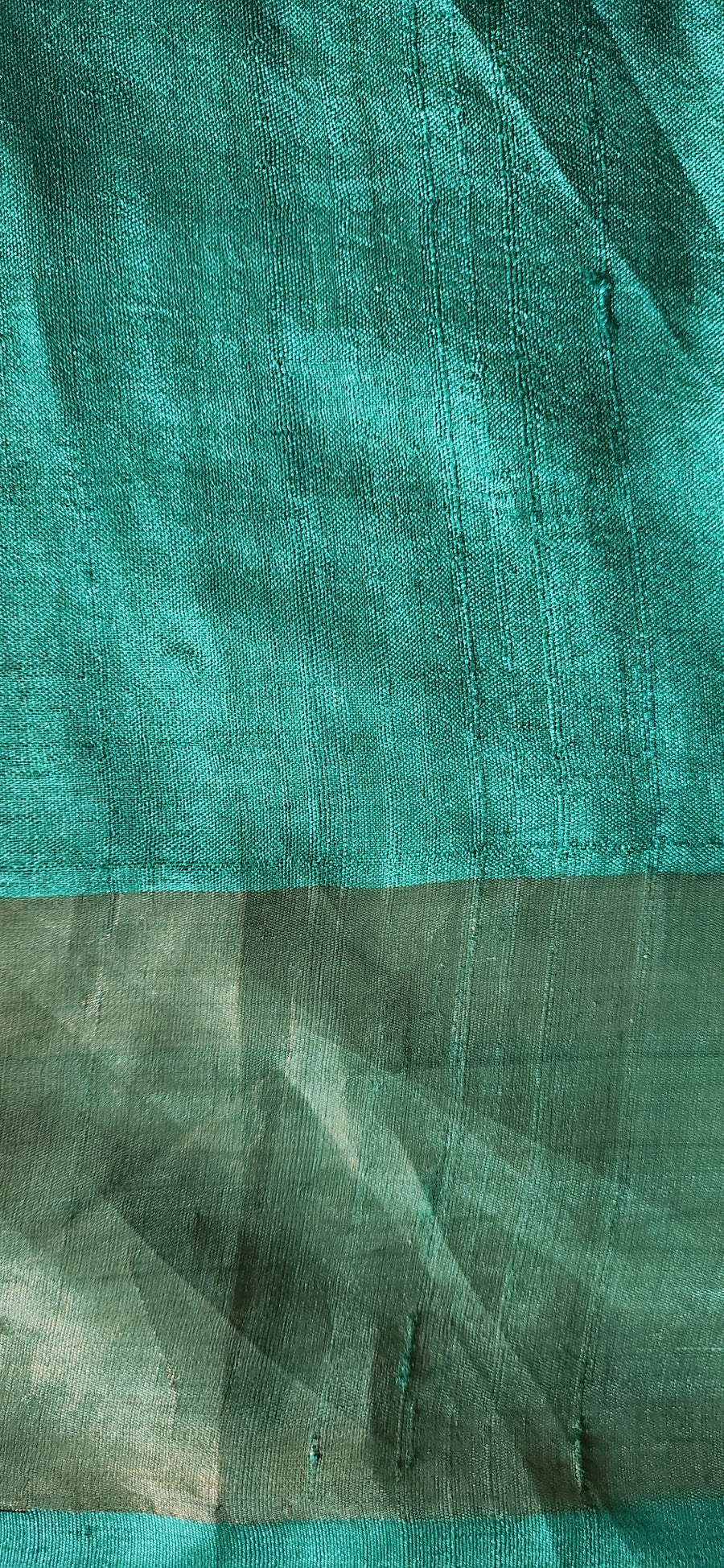 'CHAMPANER: GREEN' Hand block printed Tussar silk