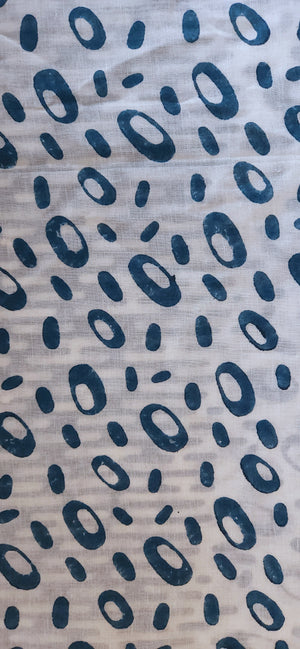 'FISH FOR COMPLIMENTS: Blue' Hand block printed cotton