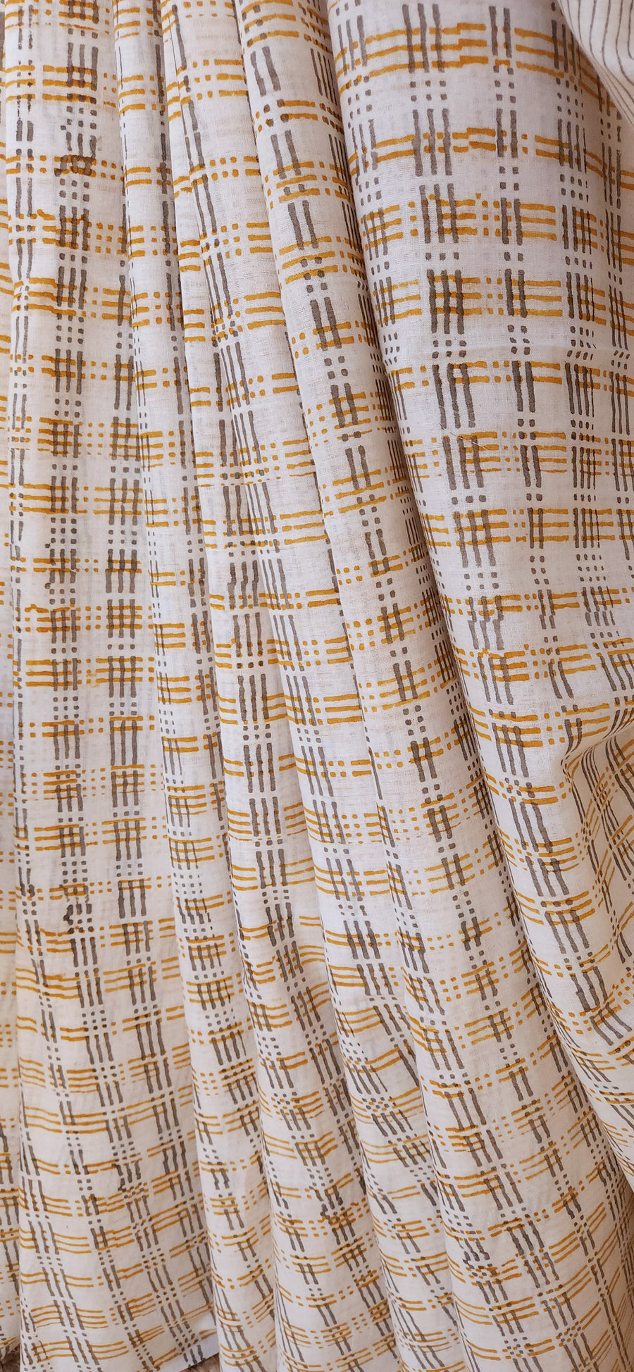 'CHECK IT OUT: Grey & Mustard' Hand block printed cotton